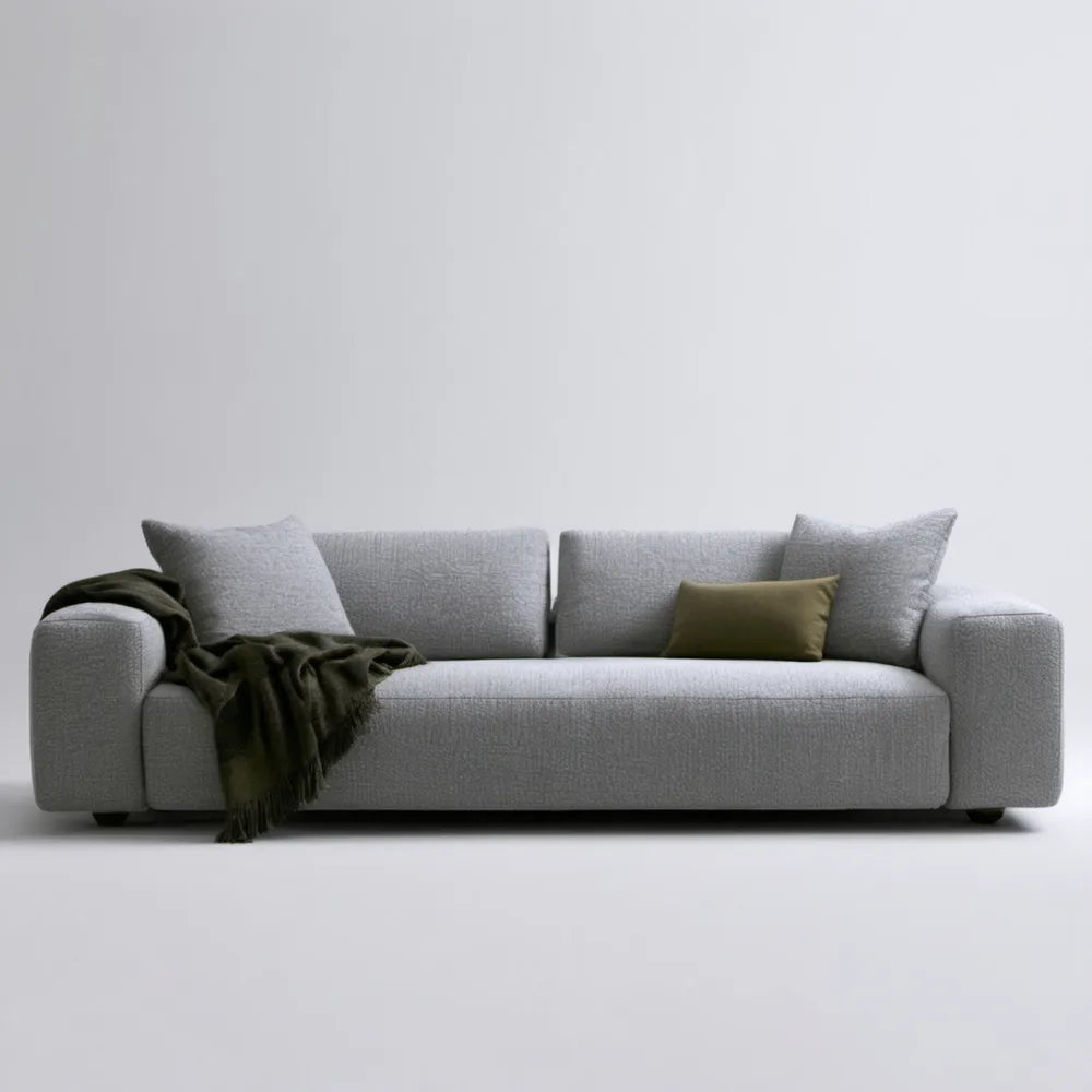 Jasnoszara sofa trzyosobowa z tkaniny poliestrowej 230 x 95 x 85 cm