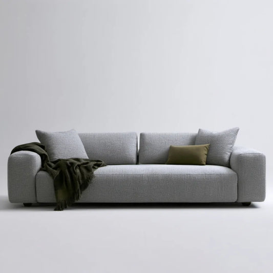 Jasnoszara sofa trzyosobowa z tkaniny poliestrowej 230 x 95 x 85 cm